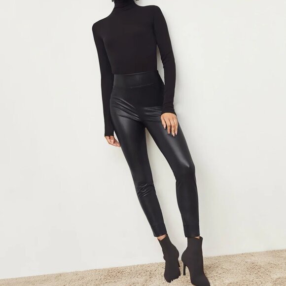 MM Lafleur The Harrington Legging - Black Vegan Stretch Leather - Picture 1 of 8
